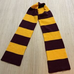 Burgundy Gold Unisex 100% Acrylic One Size Rugby-Striped Knit Scarf